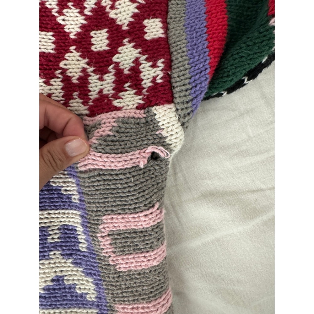 Vintage Absolutely NO! Jeans Patchwork Knit Sweater Multi Color Oversized OSFM - Picture 10 of 10